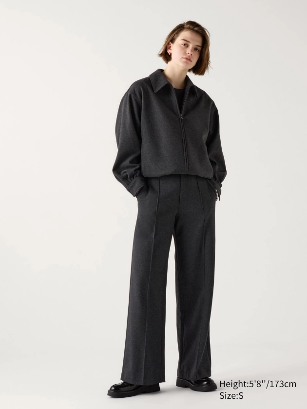 Women's Brushed Jersey Wide Trousers (Long) | UNIQLO AT