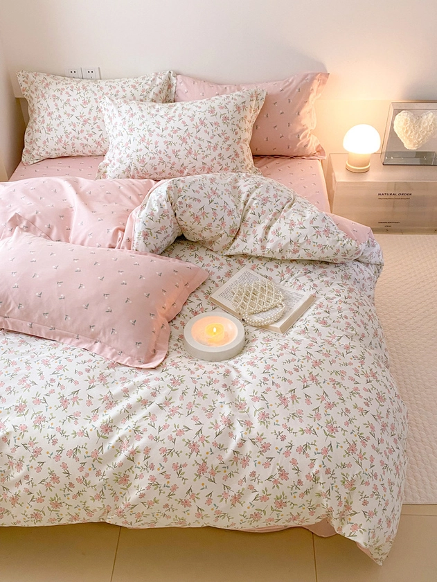 1set Fresh Floral Print Bedding Set | SHEIN UK