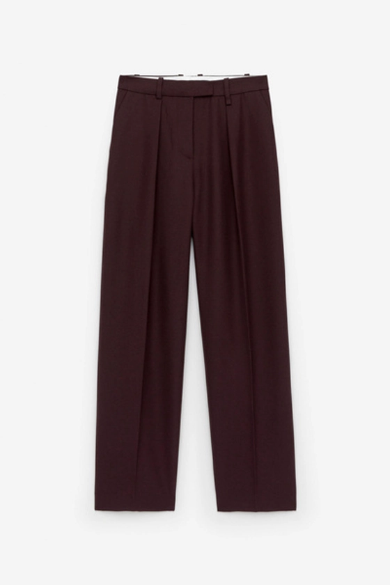 High-Waist Pleated Trousers – Dark Red – Women – ARKET NL