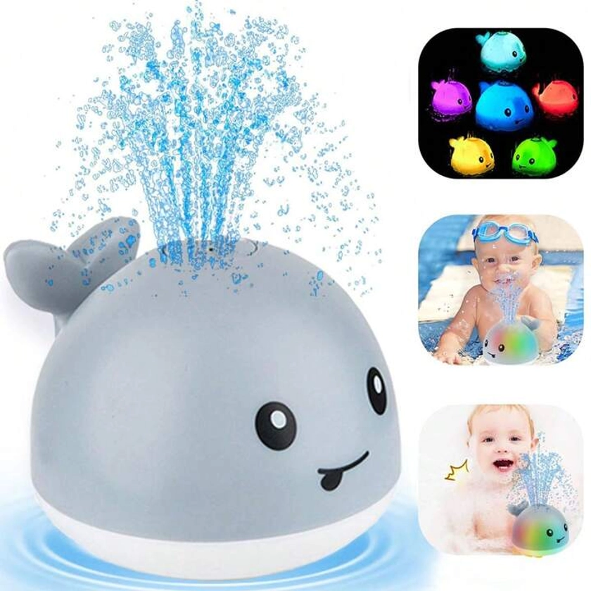 1pc Baby Bath Toy - Led Light Whale Water Spraying Bathtub Toy For Infant, Toddler, Kids - Bathtime Play, Pool & Bathroom - Battery Operated | SHEIN UK