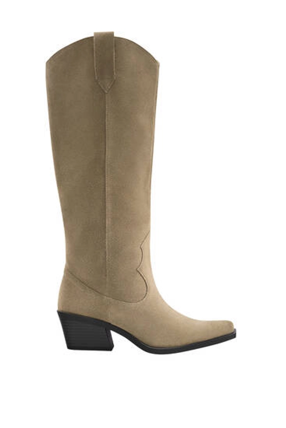 Bottes hautes cowboy cuir - pull&bear