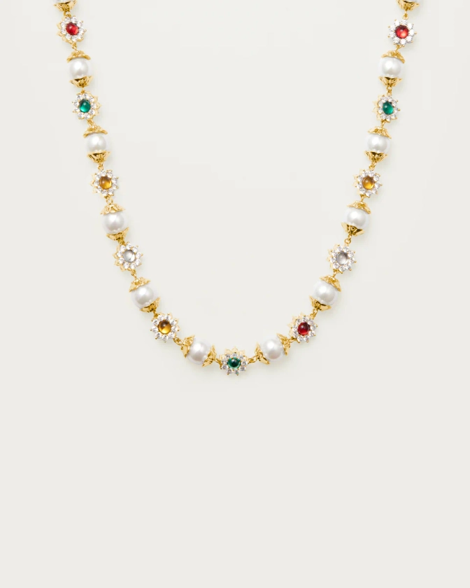 Daisy Pearl Necklace| En Route Jewelry | En Route Jewelry