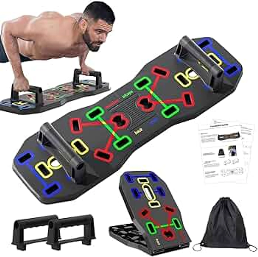 AERLANG Push Up Board, Portable Multi-Function Foldable 10 in 1 Push Up Bar, Push up Handles for Floor,Professional Push Up Strength Training Equipment