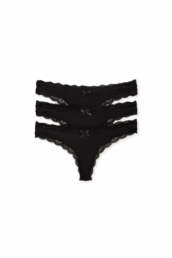 Lot de 3 tangas en dentelle Noir