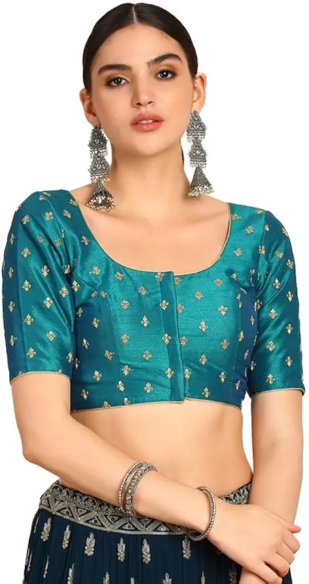 Buy Soch Womens Teal Zari Embroidered Art Silk Padded Blouse with Sequins at Amazon.in