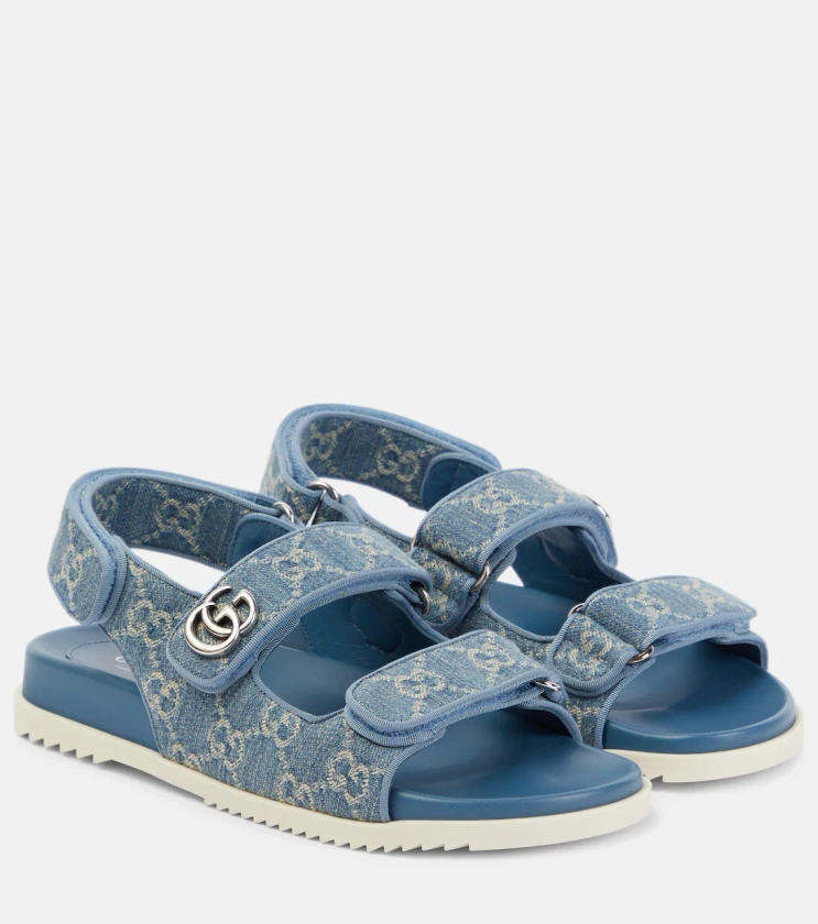Double G GG denim sandals in blue - Gucci | Mytheresa
