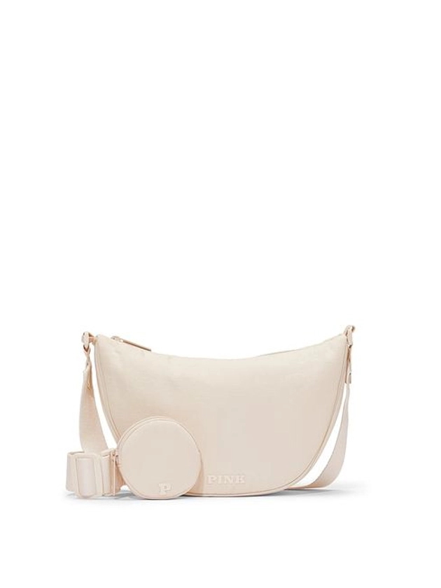 White Shell Crescent Crossbody Bag