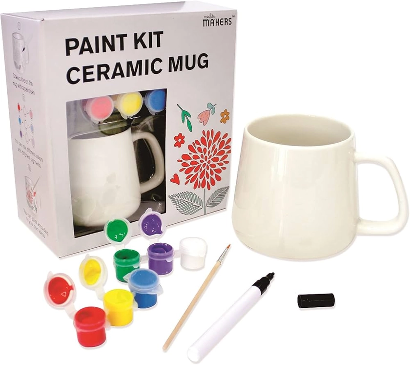 Mug en céramique - Kit de peinture - Pour adultes et enfants - Loisirs créatifs - Couleur unie - Avec boîte cadeau