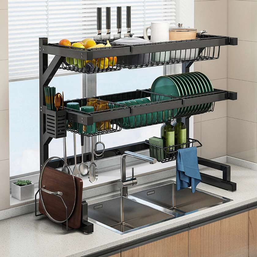 Cozinha Suspensa Modular Escorredor Louça Organizador Estante de asfalto duplo 65cm