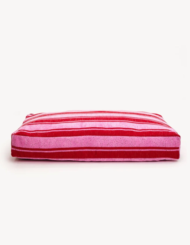 RETRO STRIPE DOGBED- RED / PINK