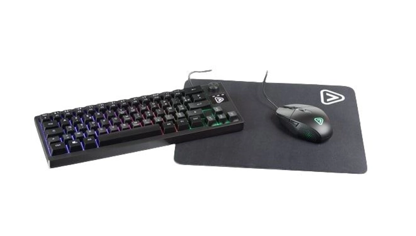 Pack Gaming Onlan PG-7 clavier compact Azerty TKL Noir + souris optique + tapis de souris