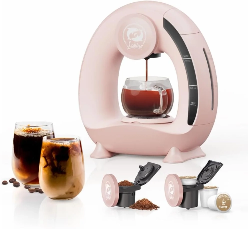 Mini Q Máquina de Café Americana, 2 Adaptador de Café para K Copo e Café Moído, Servir Único, 4 Oz para 8 Oz