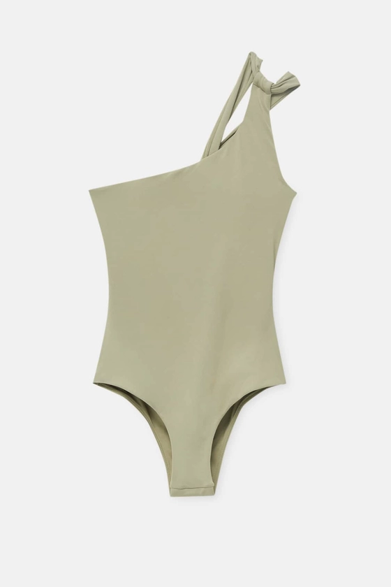 Swimsuit with asymmetric strap