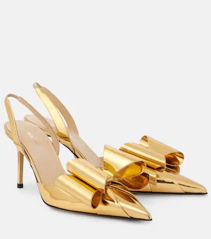 Le Cadeau 90 mirrored leather slingback pumps in gold - Mach Mach | Mytheresa