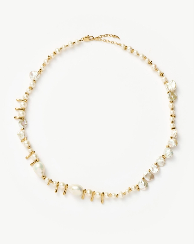 Mixed Pearl Statement Beaded Necklace | 18ct Gold Plated/Pearl Necklace