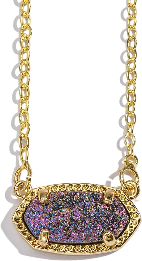 Amazon.com: ZIIKAPO Handmade Natural Druzy Pendant Necklace 14k Gold-Plated Chain for Women (Purple Druzy) : Clothing, Shoes & Jewelry