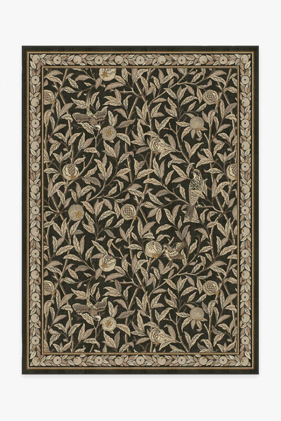 Morris & Co. Bird & Pomegranate Soft Black Rug | Ruggable