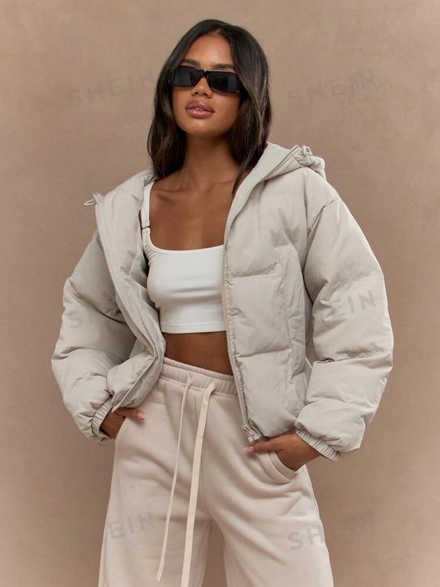 MISSGUIDED Puffer Hooded Zip Through Jacket