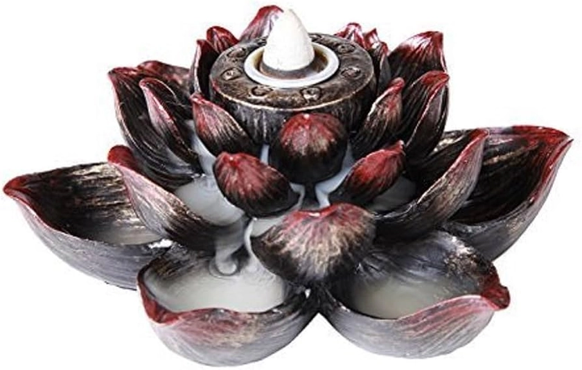 Pacific Giftware Meditation Use Auspicious Lotus Shape Back Flow Cone Incense Burner Holder Infuser