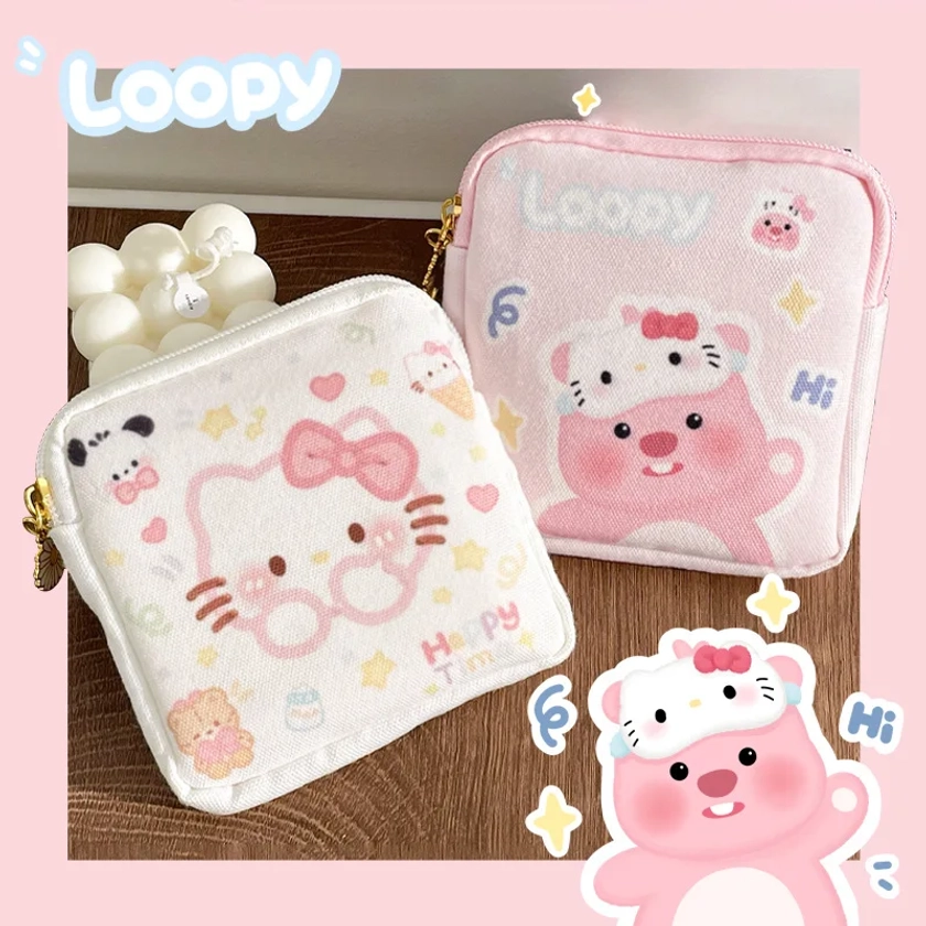 Kawaii Cartoon Hello Kitty Girl Tampon Sanitary Napkin Storage Bag Cute Mini Cosmetics Coin Purse Bag Women Gifts - AliExpress 1524