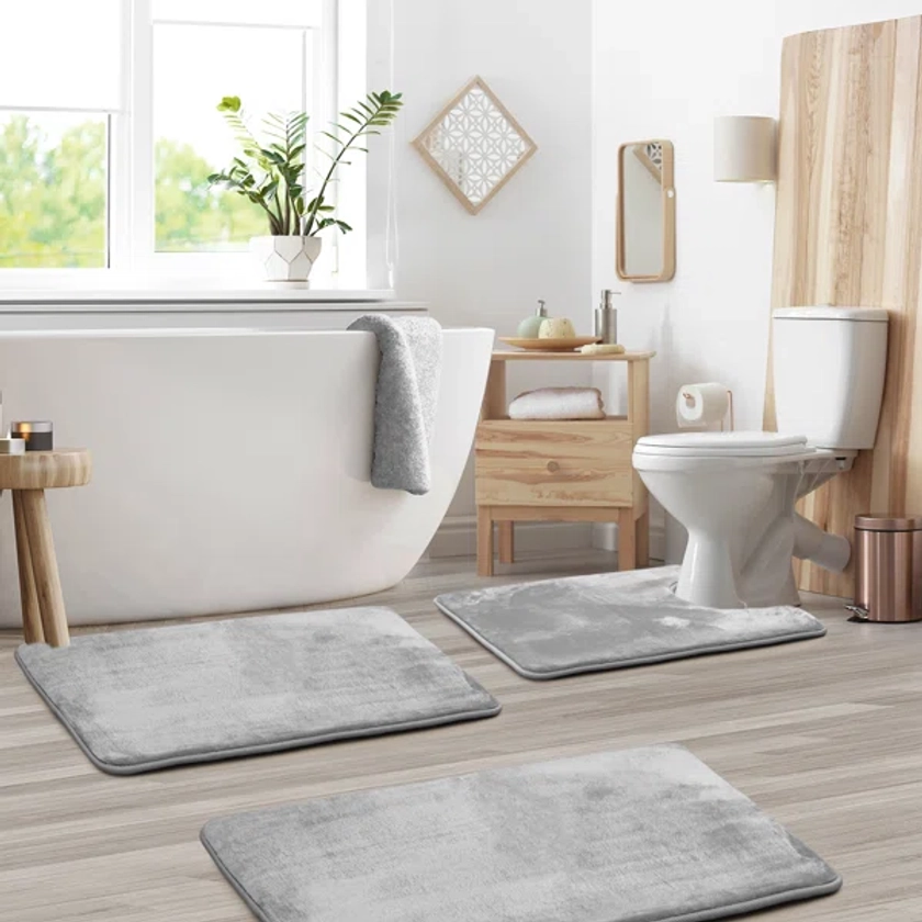 Aighan 3 Piece Ultra Soft and Absorbent Memory Foam Bath Rug Set with Non-Slip Backing