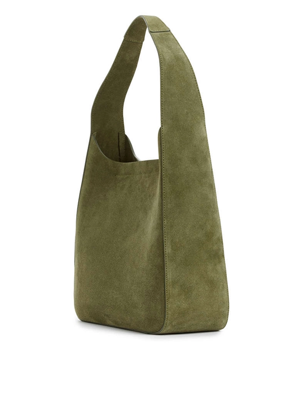 Top-Handle Suede Bag - Khaki Green - ARKET GB