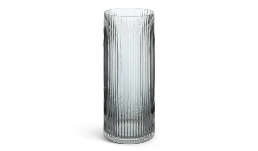 Habitat Tall Ribbed Glass Vase - Clear