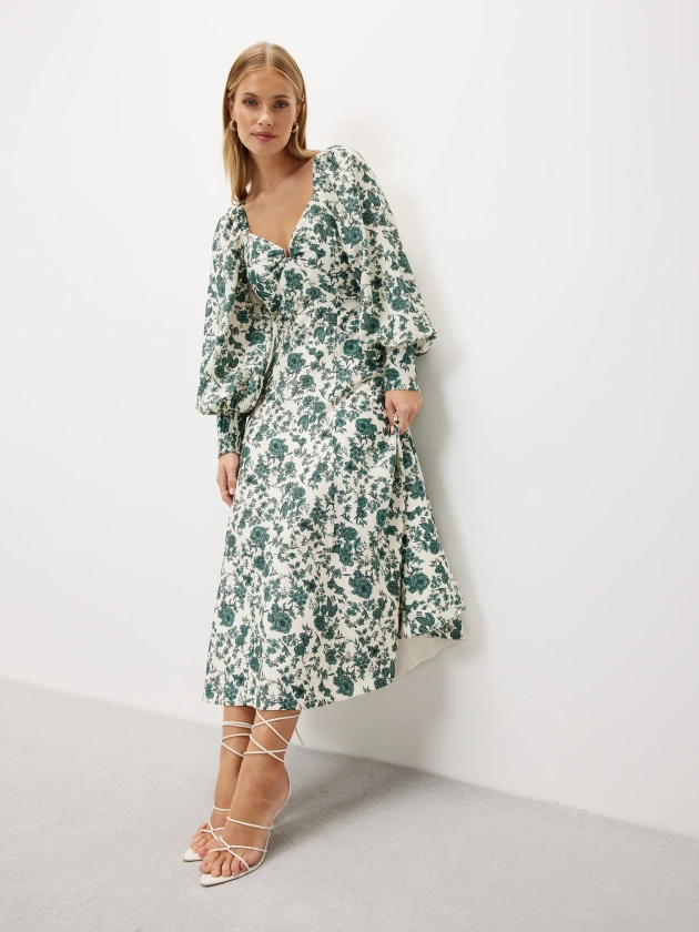 Kingsley Long Sleeve Midi Dress Spanish Floral - Portmans Online