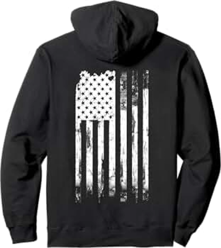 Distressed USA America Flag Pullover Hoodie