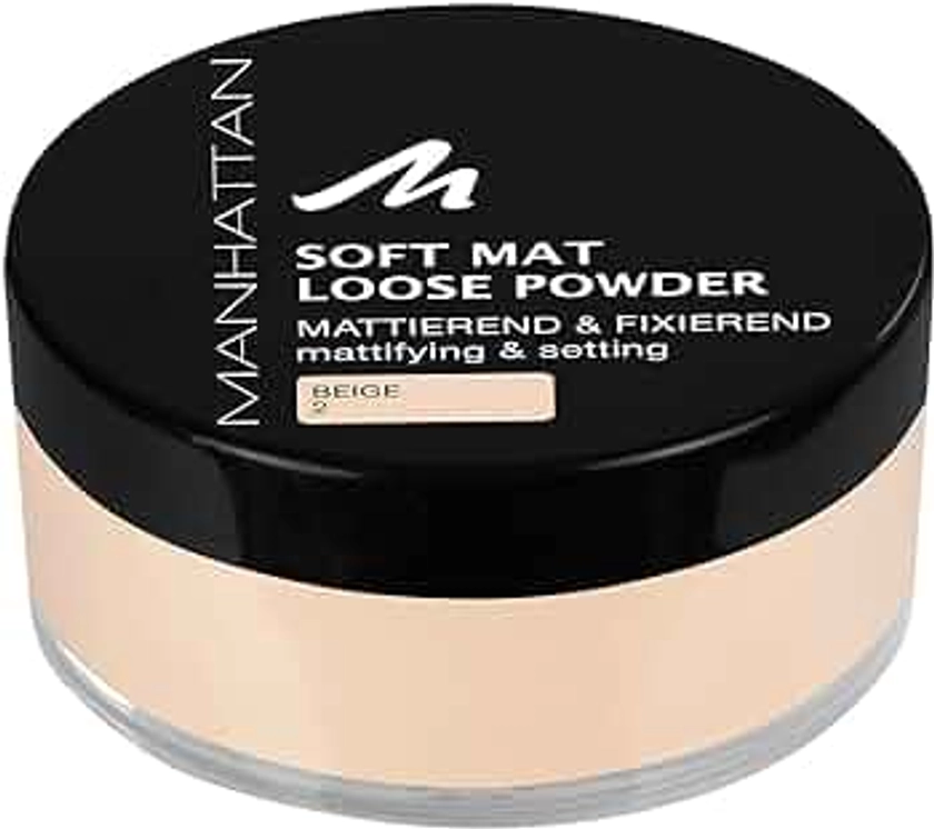 Manhattan Soft Mat Loose Powder, Loses Puder zum Mattieren und Baken des Teints, Farbe Beige 2 | 20g (1er Pack)