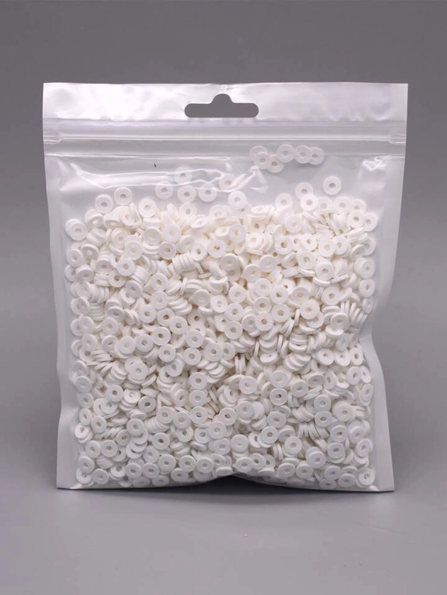 80g 3300pcs white color clay disc beads for DIY making