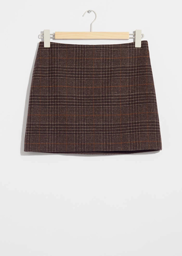 A-line Mini Skirt - Brown Checks - & Other Stories GB