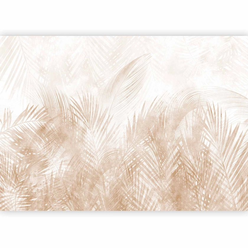Papier peint Plantes apaisantes - feuilles de palmier en sépia
