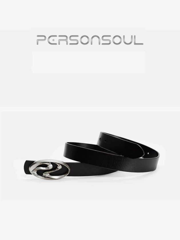 Personsou Logo Silver-Plated Leather Belt