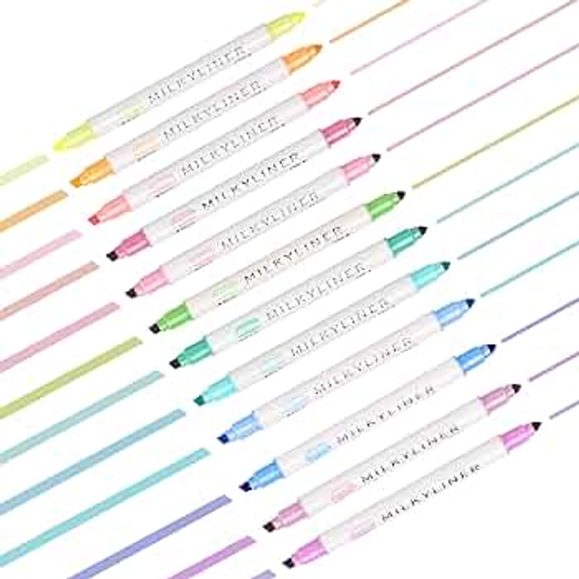 Aesthetic Highlighters Assorted Colors 12 Pack Dual Tip Highlighter Markers No Bleed Perfect for Bible and Bullet Journaling