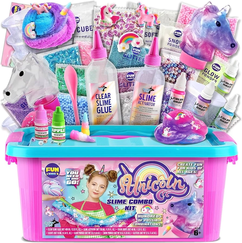 Fluffy Unicorn Slime Kit for Girls, FunKidz Cloud Slime Gift for Ages 6+ Kids Fun Slime Making Kit Awesome Craft Toy Birthday Present Ideas