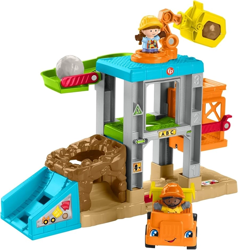 Fisher-Price Little People Load Up Construction Site Playset with Music, Sounds and Toy Dump Truck for Toddlers and Preschool Kids