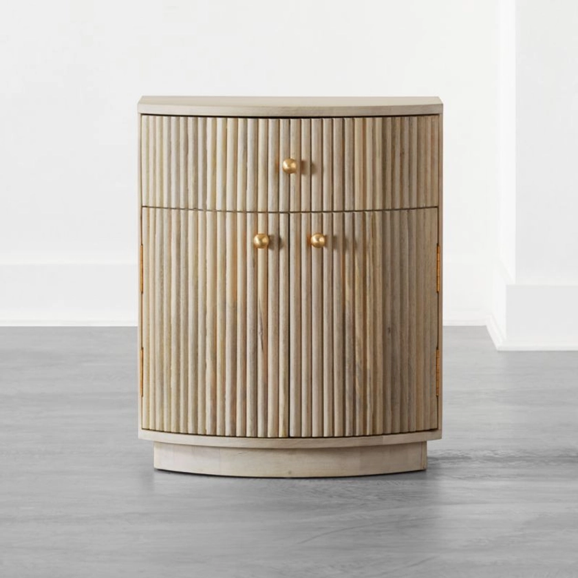 Cameo Curved Whitewashed Wood Nightstand with Drawer + Reviews | CB2