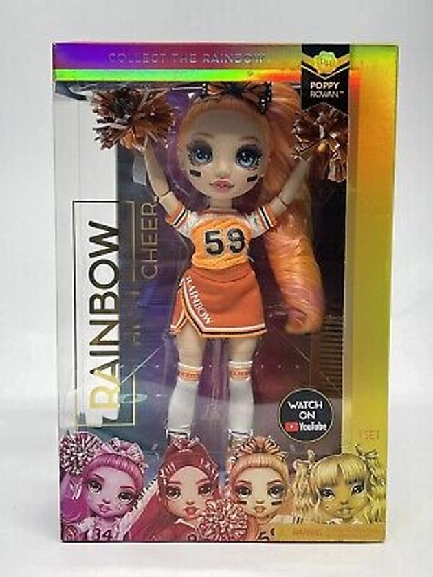 Rainbow High Cheer Poppy Rowan Orange Fashion Doll with Pom Poms Cheerleader