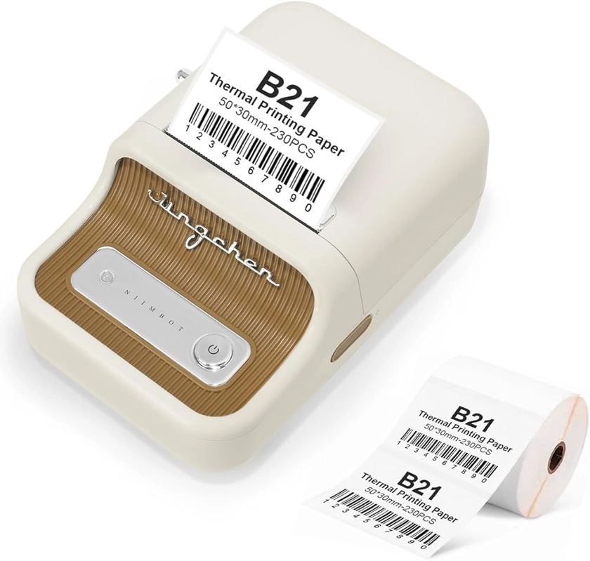 YuLinca Imprimante d'étiquettes B21 de 5,1 cm avec 230 étiquettes, Bluetooth, étiquettes thermiques pour petites entreprises, convient toutes les utilisations, codes-barres, prix, texte, compatible
