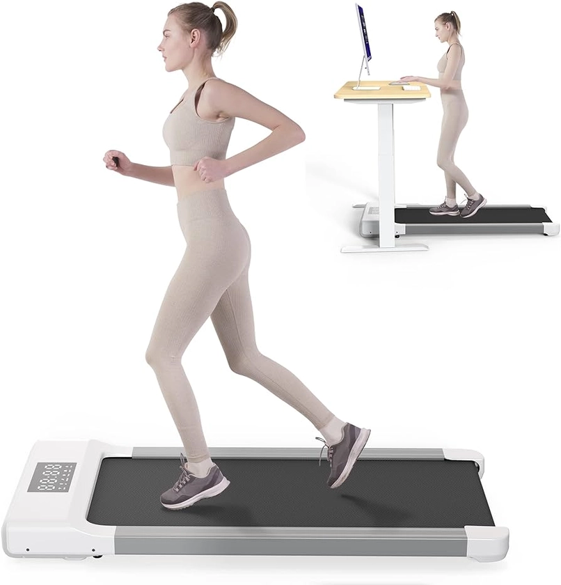 Walking Pad, Under Desk Treadmill with 2.5HP, Walking Treadmill for Home Office Under Desk, Installation-Free Standing Desk Treadmill with Remote Control, LED Display