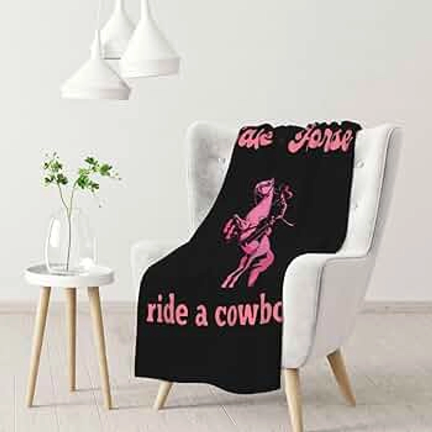 Save A Horse Ride A Cowboy 30x40 Super Soft Flannel Blanket Throw for Bed Sofa Great Gift Fall Winter