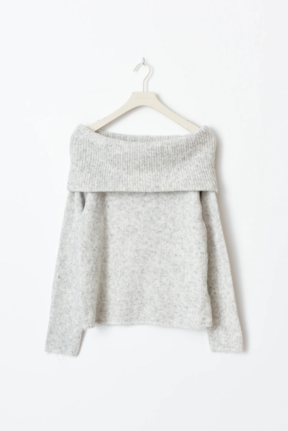 Knitted off shoulder sweater - Grijsv - Dame - Gina Tricot