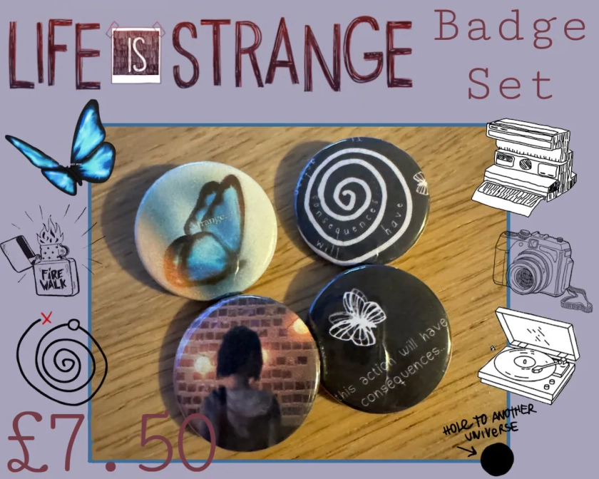 Ensemble d'insignes Life is Strange | Fait main | Livraison rapide