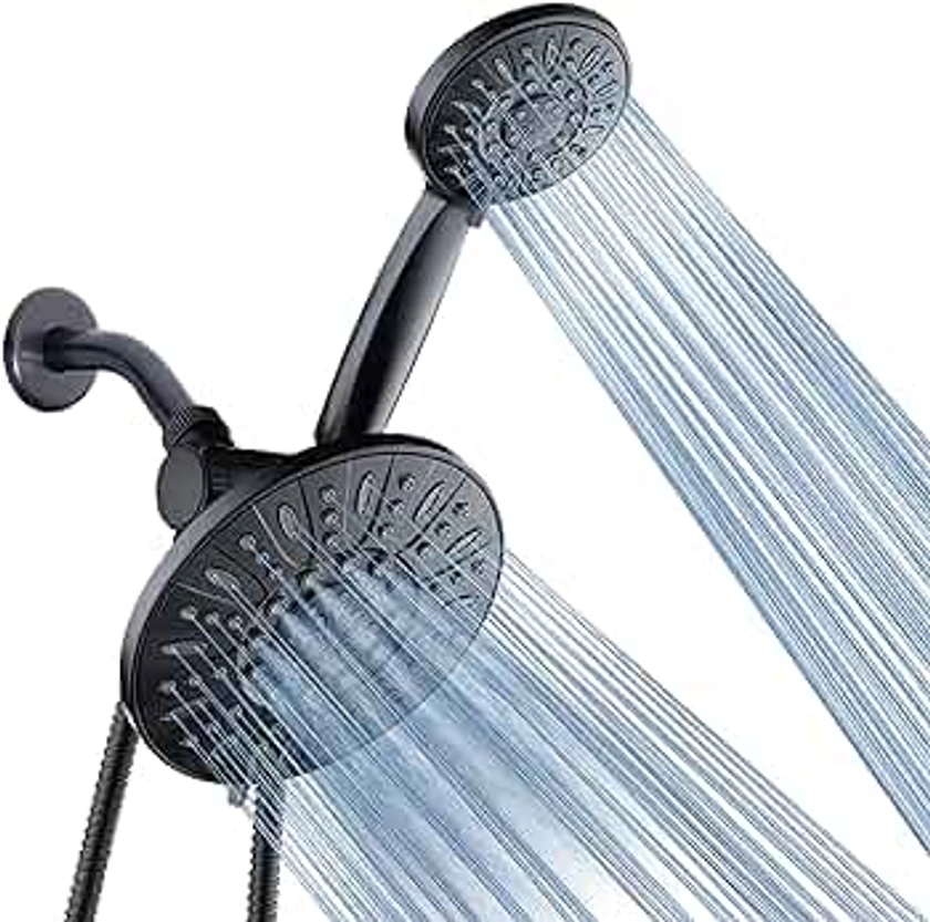 AquaDance for California - 7" Premium High Pressure 3-Way Rainfall Combo for Best of Both Worlds - Luxury 6-Setting Rain Showerhead and Hand Held Shower Separately or Together - Matte Black Finish