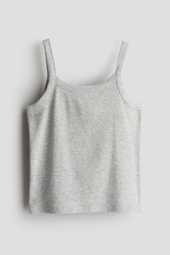 Ribbed strappy top - Round neck - Sleeveless - Dusty blue - Kids | H&M GB