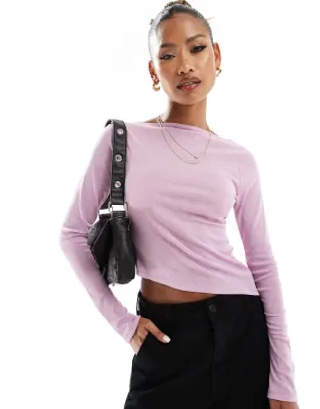 ASOS DESIGN - Top en tulle à ourlet asymétrique - Rose | ASOS