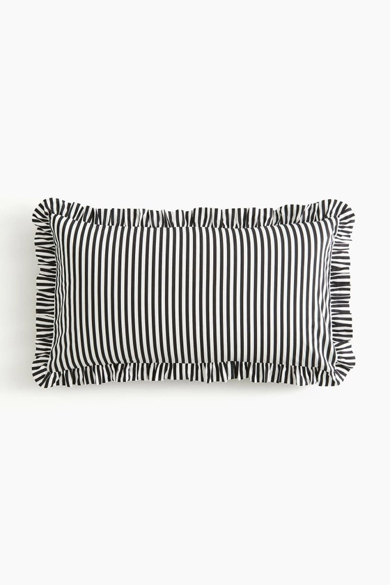 Taie d'oreiller imprimée en coton - Noir/rayé - Home All | H&M FR