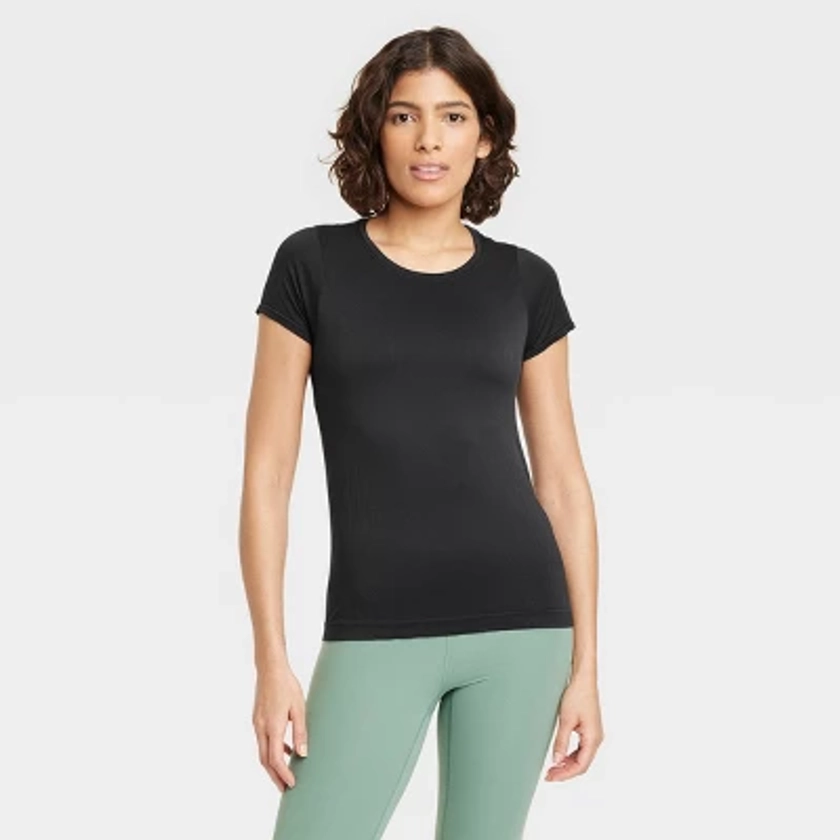 Women's Seamless Short Sleeve Shirt - All In Motion™ Black M