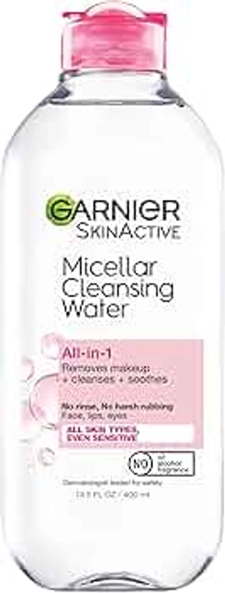 Garnier Micellar Water, Hydrating Facial Cleanser & Makeup Remover, Suitable for Sensitive Skin, Vegan, Cruelty Free, 13.5 Fl Oz (400mL), 1 Count